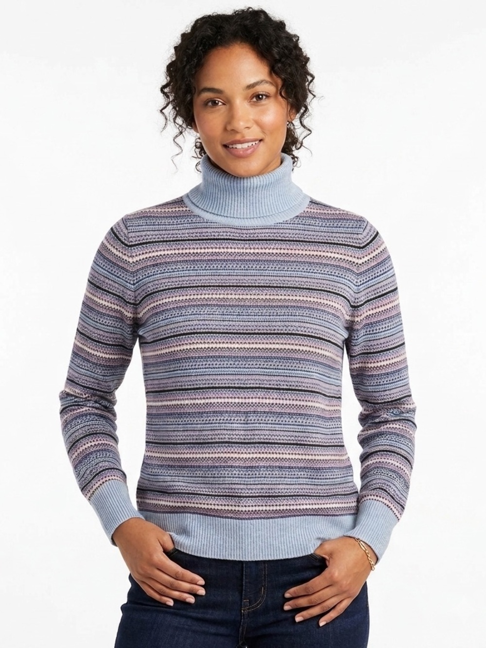 LL Bean Cotton Cashmere Blend Turtleneck Sweater Size Large